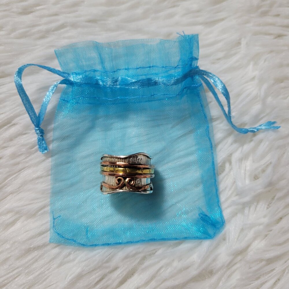 Sterling Silver Brass Mixed Metal Ring
